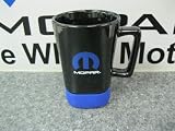 NEW MOPAR CERAMIC COFFEE MUG MOPAR LOGO BLACK & RUBBER BASE MOPAR OEM