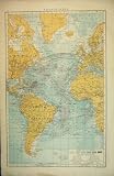 1893 MAP ATLANTIC OCEAN SOUTH AMERICA AFRICA ICELAND
