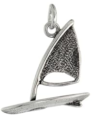 Sterling Silver Windsurf Pendant Flawless Quality, 1 inch (24 mm) tall
