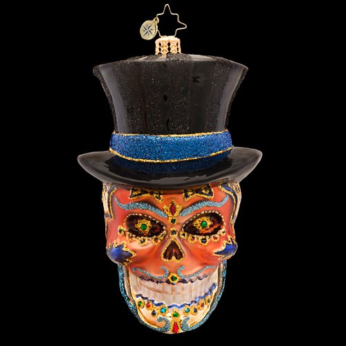 RADKO MR DEAD Skull Day Of The Dead Glass Ornament Halloween