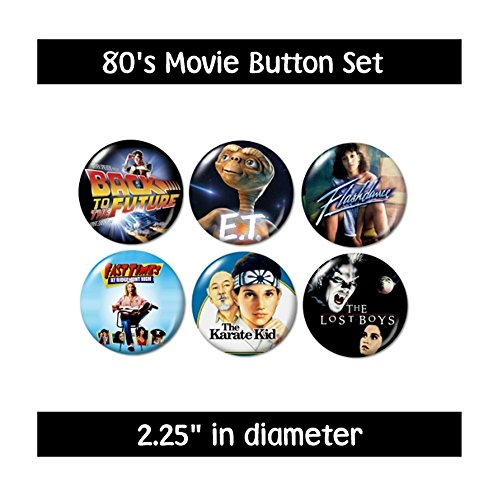 80's MOVIES BUTTONS (set #5) pins films 1980's eighties new!
