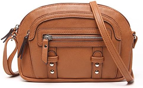 UU Family PU Leather Women Colorblock Minibag Cross Body Handbag (Cognac)