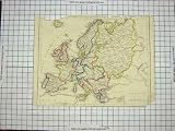 ANTIQUE MAP 1848 EUROPE FRANCE SPAIN ITALY BRITAIN
