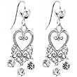 Clear Crystal Bleeding Hearts Chandelier Earrings