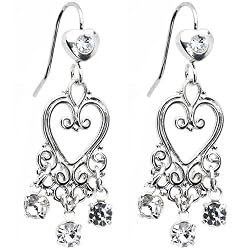 Clear Crystal Bleeding Hearts Chandelier Earrings