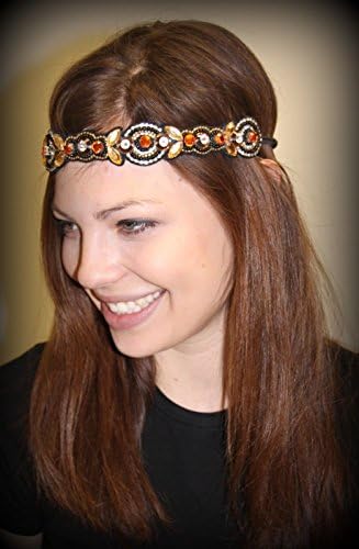 MICAH - Regalia Beaded Rhinestone Stretch No Slip Headband (Hair Jewelry)