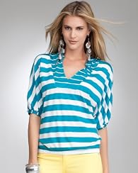 Mixed Stripe V-Neck Dolman