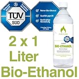 2 x 1L Bioethanol 96,6% - Probier-Set - 2 Liter in 1L Flaschen - T�V gepr�fte Reinheit, Qualit�t, Sicherheit & nachhaltige Herstellung - Made in Germany - nur 2,95 EUR/L. !!!von "Pure Flame Kamin..."