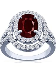 Platinum Cushion Cut Ruby Ring With Sidestones