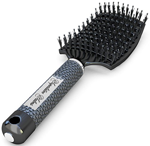 Boar Bristle Brush Best at Detangling Thick Hair Vented For Faster Blow Dryer Drying After Shampoo - 100% Professional Natural Boar Bristles Promotes Healthy Oil Distribution
