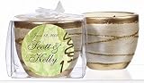Baby Keepsake: Asian Leaf Motif Personalized Elegant Scented Pottery Votive Candles - (Set of 24)