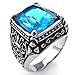 KONOV Mens Crystal Stainless Steel Ring, Classic Gothic, Blue, Size 13