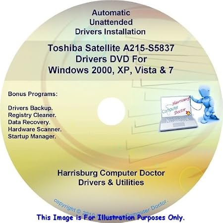 Toshiba Satellite A215-S5837 Drivers DVD Disc - Windows, XP, Vista and 7 Driver Kits - Automatic Drivers Installation.