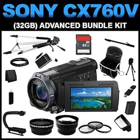 Sony HDR-CX760V High Definition Handycam 24.1 MP Camcorder with 10x Optical Zoom and 96 GB Embedded Memory (32GB Advanced Bundle) Kit includes Charger, Battery, Card Reader, HDMI Cable, x3 Tripods, Carrying Case and MUCH more!