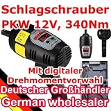 Produkt-Bild: [TT607c] Digital Elektro Schlagschrauber PKW 12V, mit digitaler Drehmomentvorwahl 340Nm, Steckn&uuml;ssen u. Anschlusskabel