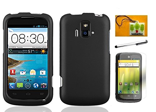 LF 4 in 1 Bundle Accessory - Hard Case Cover, Lf Stylus Pen, Screen Protector & Wiper For (AT&T) ZTE Radiant z740 (Hard Black)