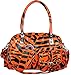 Womens Orange Animal Print Patent Bowling Bag Style Handbag