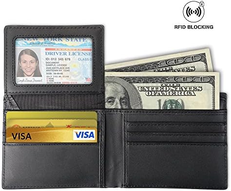 MCOCEAN RFID Blocking Leather Wallet - Bifold Security Credit Card Protector for Men