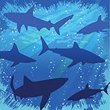 Creative Converting Shark Splash Birthday Beverage Napkins, 16 Count