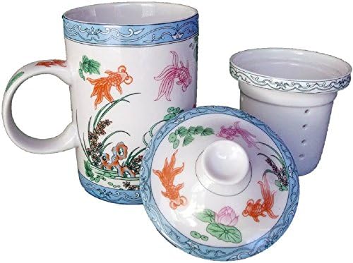 Asian Goldfish Tea Mug with Infuser &amp; Lid