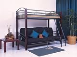 Twin / Full Cherry Wood & Metal Convertible Futon Bunk Bed
