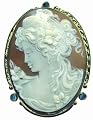 Primavera, Master Carved Sardonyx Shell 18k Gold Cameo