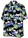 Pacific Legend Men's Flamingos Hawaiian Shirt Black-L