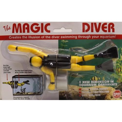 Magic Scuba Diver Aquarium Ornament Yellow Aquarium