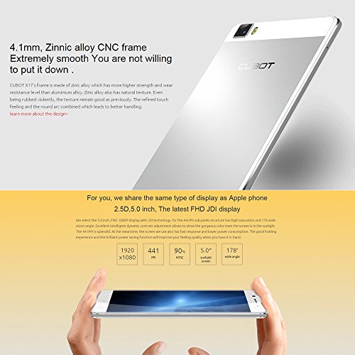 Imagen 5 de Cubot X17 4G LTE Smartphone 5.0 FHD 1080 * 1920 Android 5.1 MTK6735 1.3GHz Quad Core 64 bits 16.0MP 3G RAM 16G ROM Doble Tarjeta