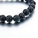 Long Way Natural Lava Rock Matte Agate Bracelet Lion Head Elastic Strand Bangle for Women and Men