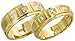 14 Karat Gold Radiantschliff Design Diamanten Ring Hochzeit Set (Damen: 6mm; Herren: 8mm), mit 0.48 Karat unsichtbare Diamanten