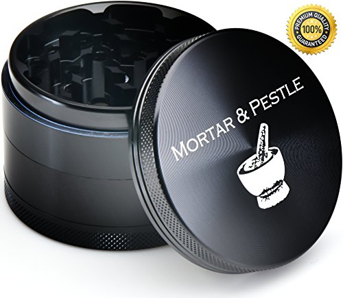 Premium Herb Grinder by Mortar and Pestle (Black) - 4-Piece Grinder Set with Herb Mill, Carry Pouch, Pollen Scraper, and Brush - Made of Aircraft-Grade Aluminum - Includes Bonus eBook on Chinese Herbs Premium Herb Grinder by Mortar and Pestle (Black) - 4-Piece Grinder Set with Herb Mill, Carry Pouch, Pollen Scraper, and Brush - Made of Aircraft-Grade Aluminum - Includes Bonus eBook on Chinese Herbs