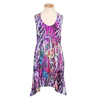 Lipstik Little Girls Toddler Purple Animal Print Peace Dress 2T-14