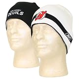 New Jersey Devils Reversible Knit Beanie / Winter Hat - Black & White