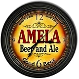 Amela 's Beer and Ale Black Cascading Pub Style Wall Clock