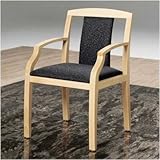 Contempo Partial Upholstered Back Guest Chair - Scalloped Arms Finish: Pearwood, Fabric: Precision - Green