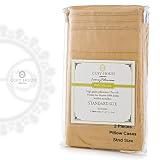Cosy House Silky Soft High Quality 100% Double Brushed Microfiber Pillowcase Sets - 1500 Collection 2 Piece Set - Wrinkle Free and Stain Resistant Hypoallergenic Best Pillow Covers ( Gold, Standard)