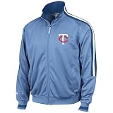 MLB Minnesota Twins 1965 Cooperstown Adult Long Sleeve Full Zip Fleece Track Jacket (Pro Col/Pro Nvy/Pro Wht, Large)