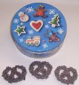 Scott's Cakes 1 lb. Dark Chocolate Covered Pretzel with Chocolate Chips in a Christmas Cookie Tin