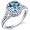 Majestic Sensation 1.50 Carats Swiss Blue Topaz Ring in Sterling Silver Rhodium Finish Size 5