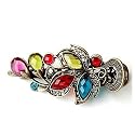 Vintage Style Colorful Floral Hair Barrette with Swarovski Crystals