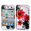 Red and Black Flower Hard Snap-on Crystal Skin Case Cover Accessory for Ipod Touch 4th Generation 4g 4 8gb 32gb 64gb New By Electromaster