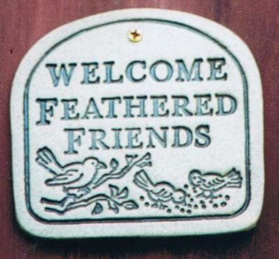 Amaranth Stoneware Welcome Feathered Friends Plaque
