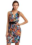 Donna Morgan Women's Printed Draped V-Neck Dress