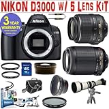 BRAND NEW NIKON D3000 w/ NIKON 18-55 VR LENS + NIKON 55-200 VR LENS + 650-1 ....