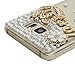 Mavis's Diary Galaxy Note 5 Case, 3D Handmade Bling Crystal Golden Crown Lovely Flowers with Shiny Sparkle Rhinestone Diamond White Pearls Clear Case Hard Cover for Samsung Galaxy Note 5 N9200