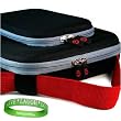 iPad Carrying Case Hard Cube Case with Sholder Strap and Attached Pocket to Contain ipad Accessories for Apple ipad Tablet wifi + 3G model ( iPad 16gb , iPad 32gb , iPad 64gb flash drive) ** BLACK - RED ** + Vangoddy Live * Laugh * Love Wrist band