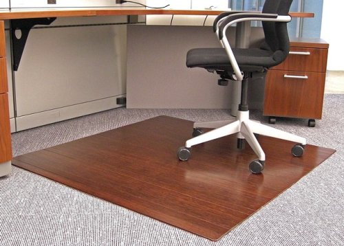 48" x 52" Cherry 1/4" Thick Bamboo & Hardwood Office Chair Mat