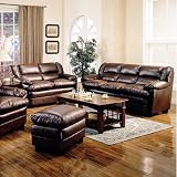 Palermo Sofa and Loveseat Set in Rich Brown