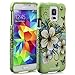 Fosmon MATT-DESIGN Rubberized Protective Hard Case for Samsung Galaxy S5 - Retail Packaging (Green Flower)
